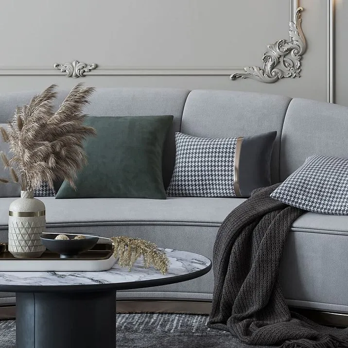 Decorative connecting element N-399.1 in the design of a wall panel above the sofa