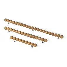 Pair of Atlas HL-071M furniture pull handles made of oak with volumetric texture of turned spheres