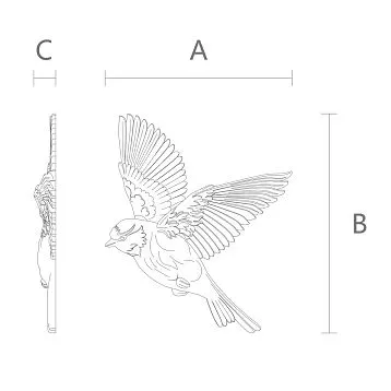 Wooden decor N-493R &ndash; a carved wooden bird with spread wings.