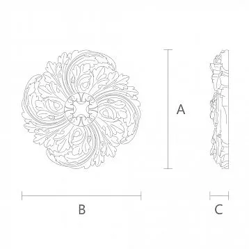 Carved Rosette R-077 on White Background