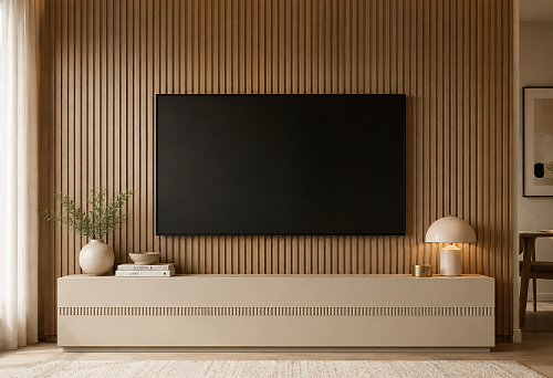 Decorative molding KPU-123 100 &times; 4 &times; 2000 mm on the TV cabinet front