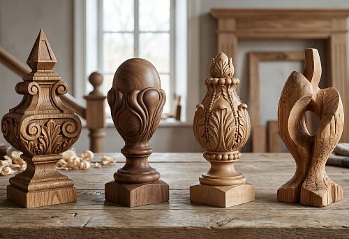 Buy wooden finials: choice for portal, stairs, bed and interior