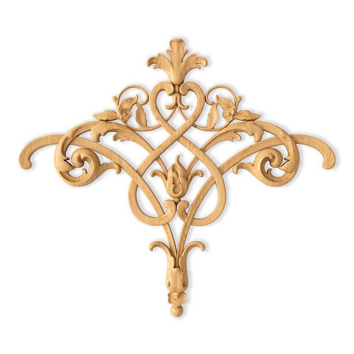 Wooden decor N-508 with openwork plant ornament and intertwining volutes