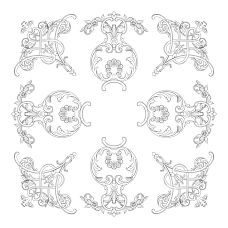 Assembly diagram of ceiling rosette R.VRS-001 from four elements N-507 and four N-508
