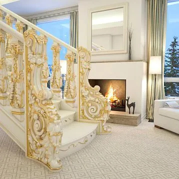 Carved wooden staircase post