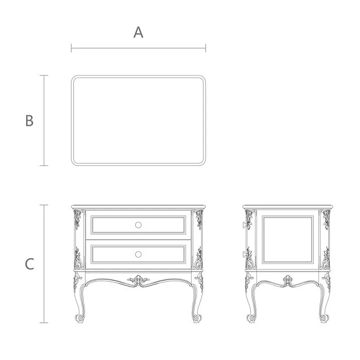 Bedside table Versailles 012-001 drawing