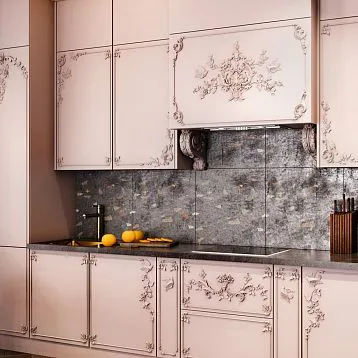 CPU-047 Stucco Decoration: luxurious baroque composition with elegant scrolls