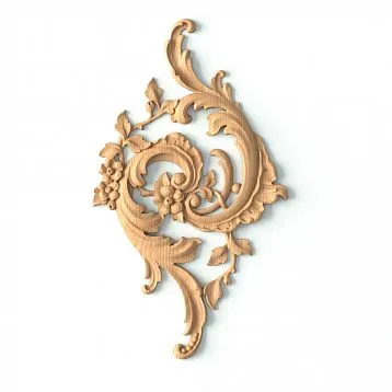 Wooden inlay with carved floral motifs