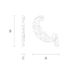 Drawing of carved overlay NPU-221R made of polyurethane for interior