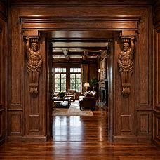 Left carved bracket KR-068L for decorative support of a shelf or console.