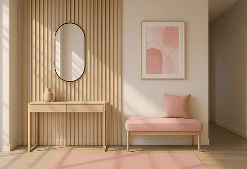 Interior with decorative MDF rails and console table