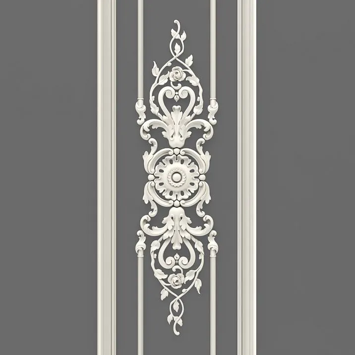 Composition of the CPU-5-8 Stucco Decor Kit: List of Elements NPU.VRS-005, NPU.VRS-004, NPU.VRS-008.1L/1R and Moldings MLD-001-MG, MLD-003-MG with Quantities and Sizes