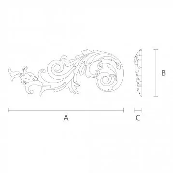 Oak or Beech Wooden Inlay N-206L with Baroque Decorative Carvings