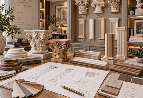 Architectural elements for an interior design project