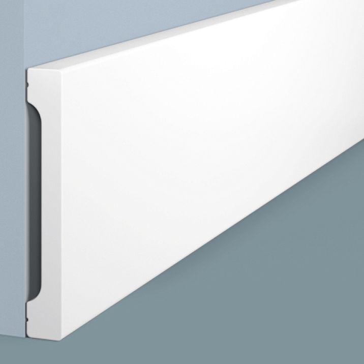 B110V1 skirting board from HI WOOD polystyrene, record height of 110 mm and thickness of 16 mm, close-up