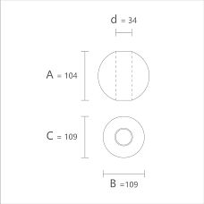 Drawing of geometric figure KN-013 with dimensions 104&times;109 mm and a hole of 34 mm