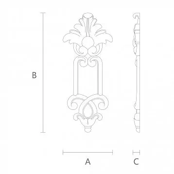 Decorative Inlay N-2101 from oak or beech with carved flowers and leaves
