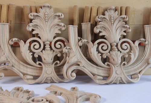 Carved Decorative Elements for Handcrafted Furniture