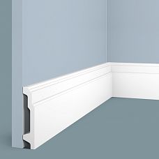 B100V1 skirting board from polystyrene HI WOOD, maximum height 103 mm and thickness 22 mm, with rich decorative relief, white color
