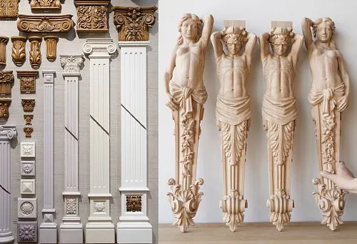 Decorative furniture columns and capitals for updating a classic interior.