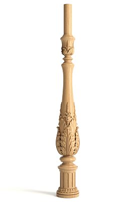 Wooden baluster L-103 с корзиной из акантовых листьев и каннелюрами