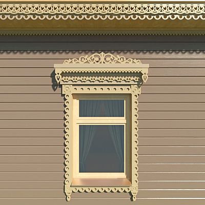 Facade дома с деревянной ресьбой, дом с резными элементами SNL-2