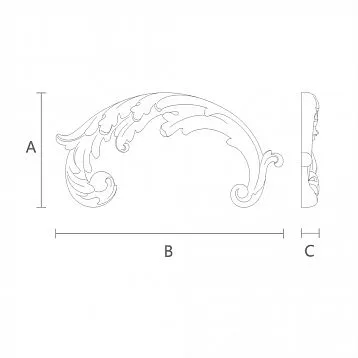 Overlay N-373L made of oak or beech with carving