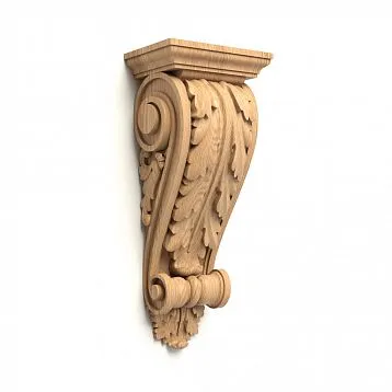 Carved bracket from solid oak for an elegant interior