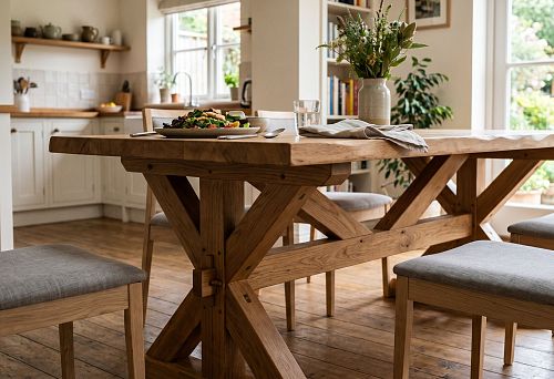 Dining table underframe: how to choose a wooden base for the tabletop, kitchen and dining room