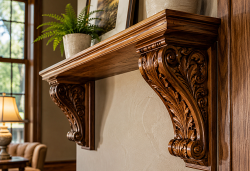 Carved bracket instead of a regular corner: how to make a shelf and furniture expressive