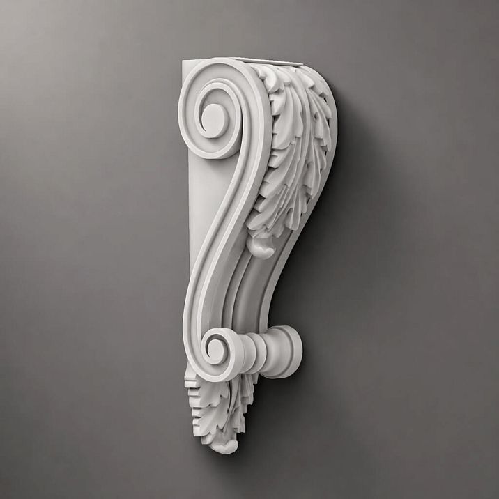 Molded decorative bracket for walls, console KRPU-010 made of polyurethane