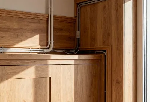 Russian Style Interior with Wooden Finishing, Where Engineering Communications Are Neatly Hidden in Trims and Panels
