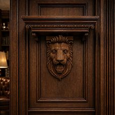 Carved bracket in the interior KR-069 on the wall in the shape of a lion's head
