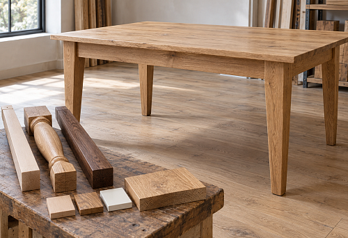 Solid wood legs for a wooden table