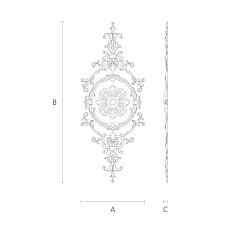Wooden decor set C-020 with relief carved pattern of leaves and flowers diagram