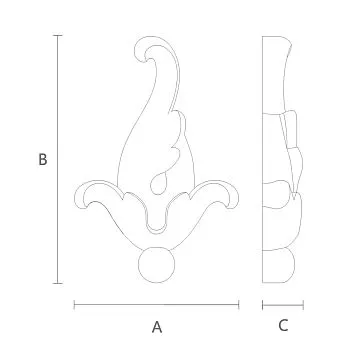 NPU-307 polyurethane molded decor &mdash; vertical composition with smooth scrolls and floral motifs