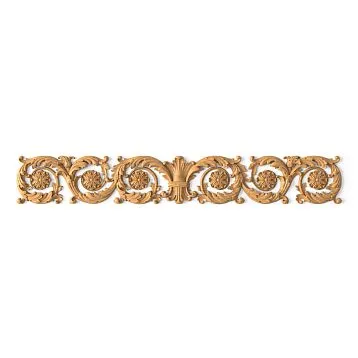 Wooden decor N-076.1, carved horizontal appliqu&eacute; with vegetal ornament from solid wood for furniture and interiors in classic style
