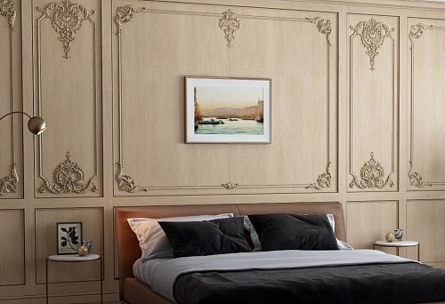 Italian furniture in classic style &mdash; bedroom with carved panels and bed