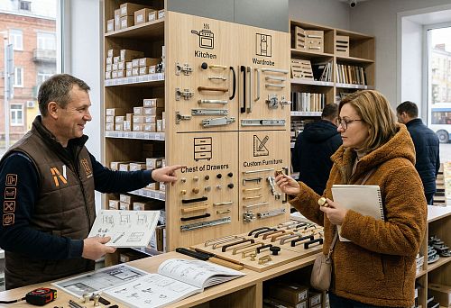 How to choose furniture fittings in Ivanovo for kitchen, wardrobe, chest of drawers, and custom furniture