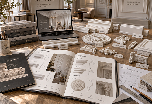 Catalog of stucco moldings for interior designers