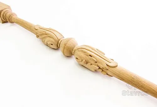 Carved wooden baluster with acanthus leaf motifs