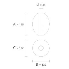 Wooden spherical element KN-002 with mounting hole for rod drawing