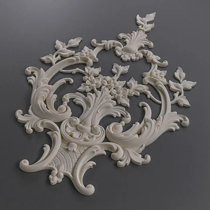 Facade Decor CPU-047 made of moisture-resistant STAVROS polyurethane with detailed scrolls, leaves, and wings for interior and exterior design
