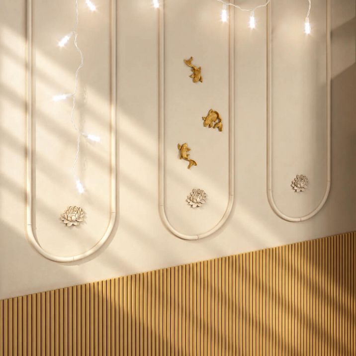 Close-up of the profile of the slatted panel PAN-003 made of oak or beech MDF