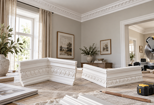 Ceiling cornice corners: ready-made corner elements or 45&deg; miter cuts &mdash; which to choose
