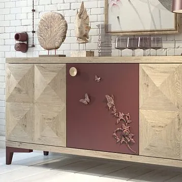 Carved Wooden Inlay with Flower Branch for Furniture and Interior Decoration N-469L