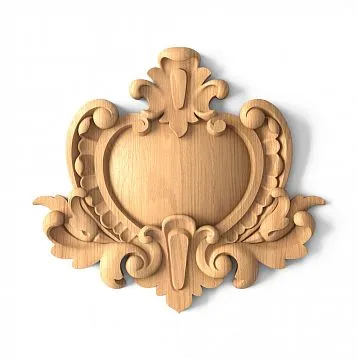 Decorative wooden element with carved flower
