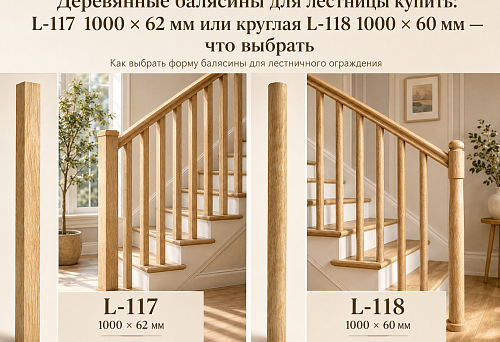 Wooden balusters L-117 and L-118 for stair railing