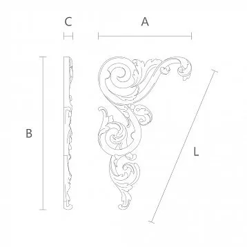 Carved Insert N-323L wooden decorative element for decor