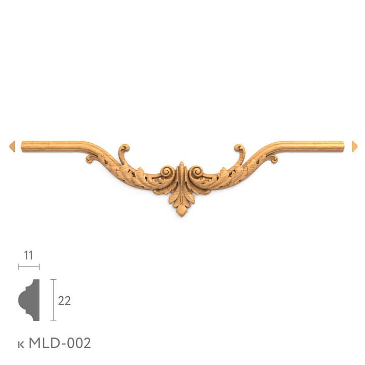 Carved appliqu&eacute; N.VRS-002-1 made of oak for furniture and walls